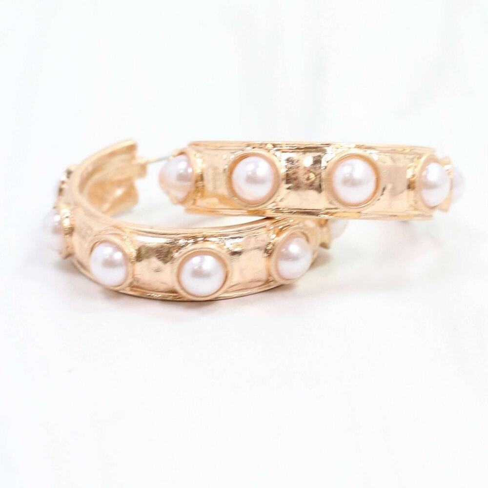 Frazee Pearl Hoop Earrings – Worn Gold